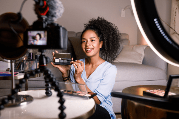 user generated content featuring woman giving makeup review